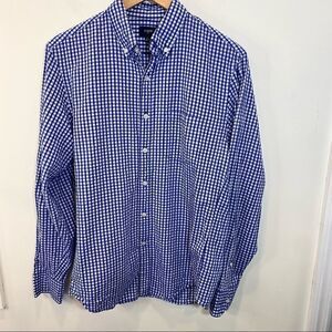 J. Crew men’s size small blue/white checkered cotton button down shirt